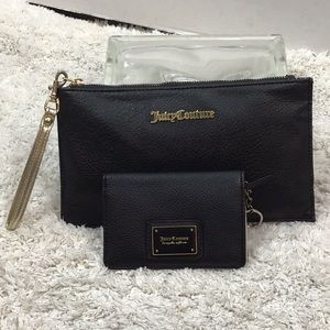 Juicy Couture black PU set clutch and wallet